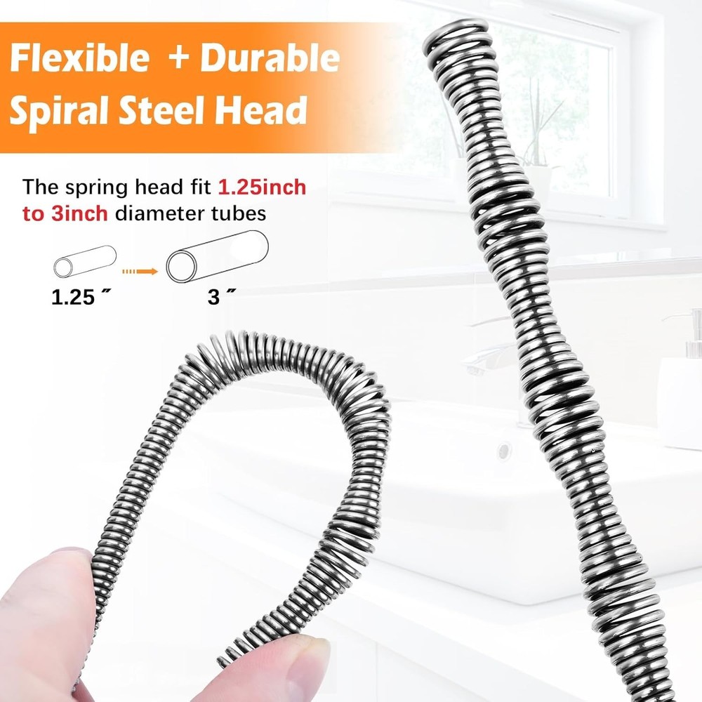 25FT Professional Drain Snake Plus Safety Gear – Ultimate Clog Clearing Solution