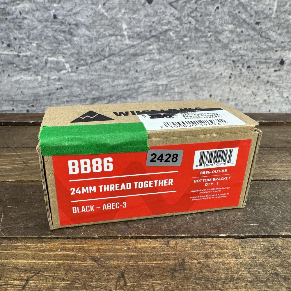 Wheels MFG BB86-OUT-BB Bottom Bracket BB86 24mm Thread Together Black ABEC-3