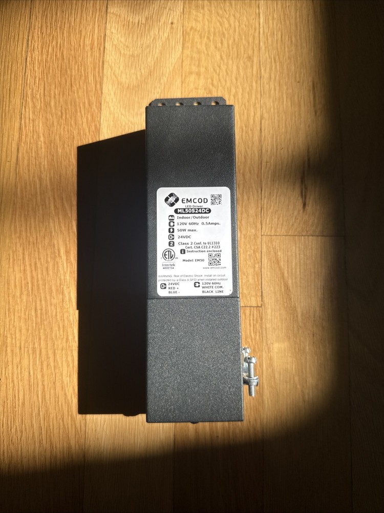 EMCOD ML50S24DC 24V DC LED Driver 120V 60HZ 0.5Amps. 50W MAX. Used