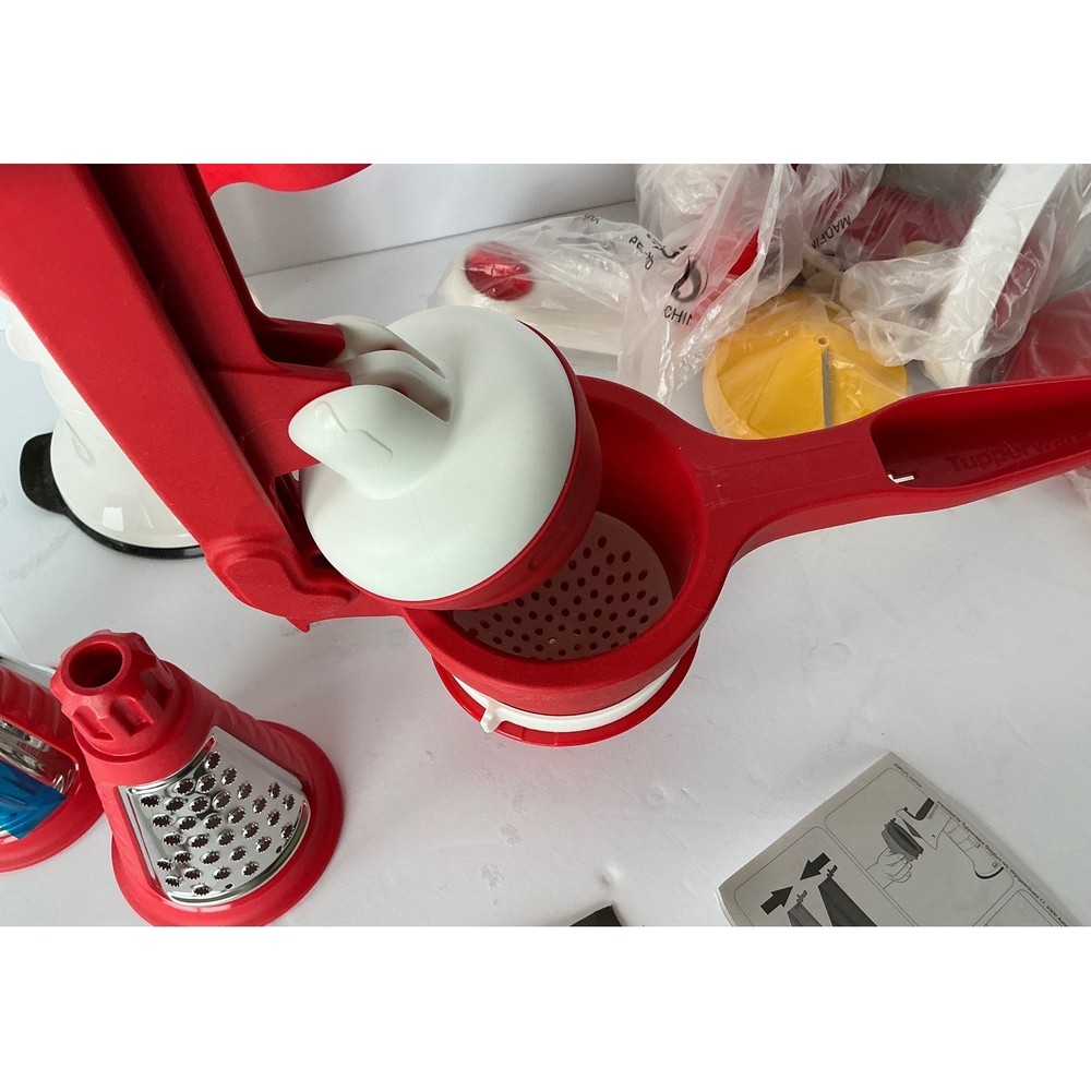 Tupperware FusionMaster Spiralizer & Press Master Juicer Set Red White NWT