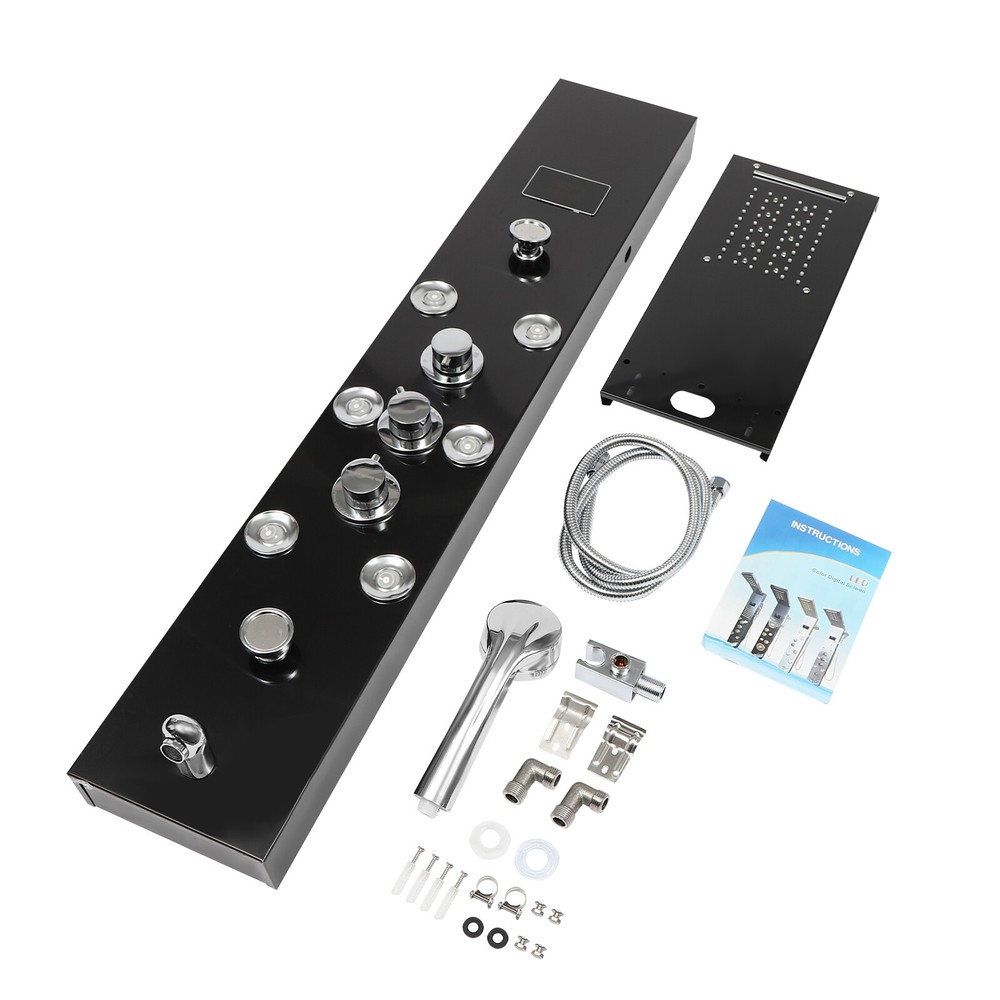 LED Rainfall Head Hand Shower Panel Tower System Bathrooms Waterfall Jets Faucet
