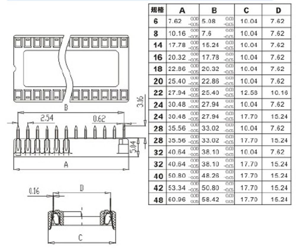 100Pcs 24 PIN DIP IC Sockets Adaptor Solder Type Wide