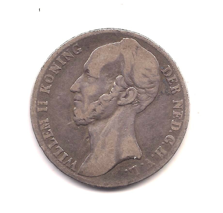 1845 Netherlands Silver One Gulden--Very Nice Details!!