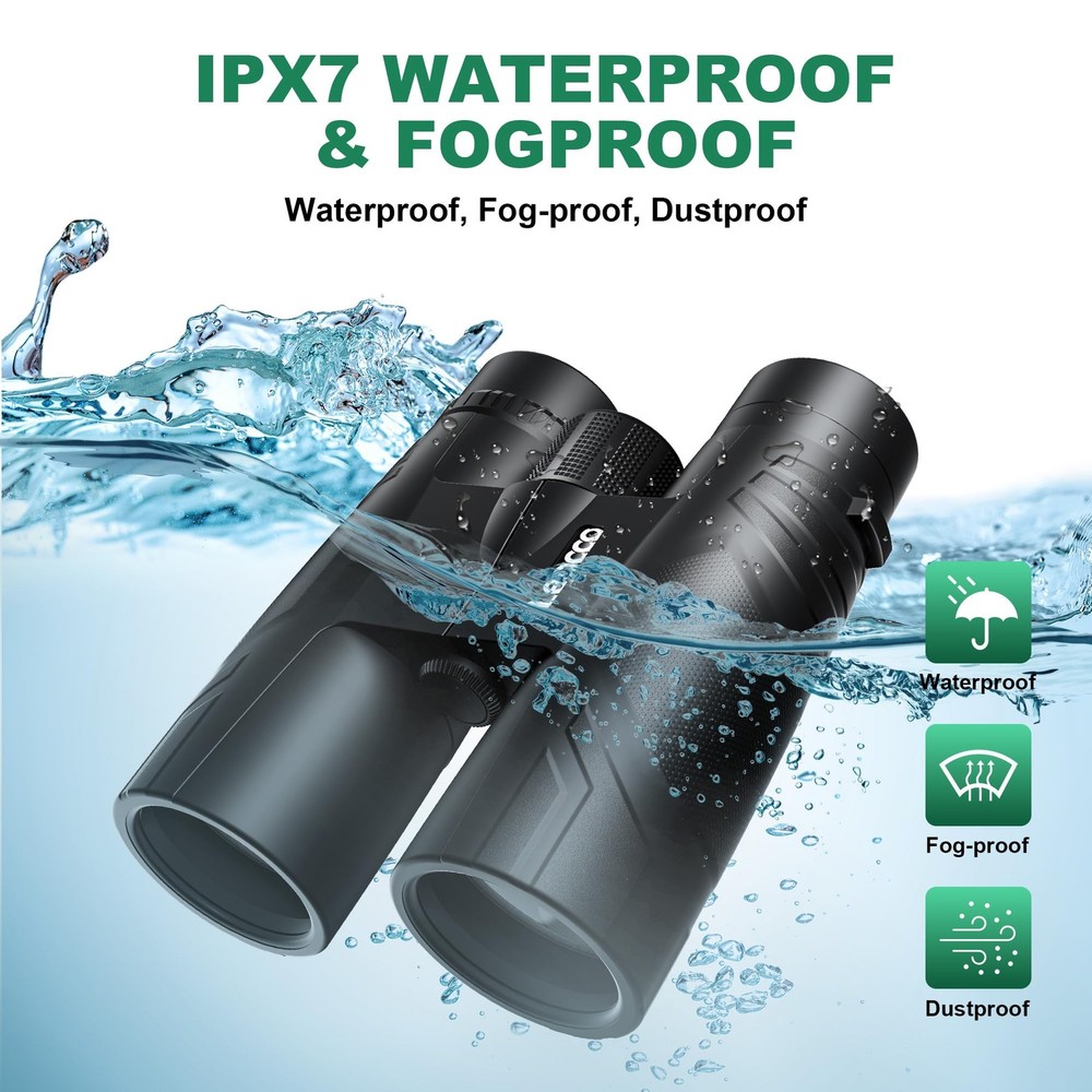 12x50 High Powered Binoculars Waterproof Binoculars with Clear Low Light Vision