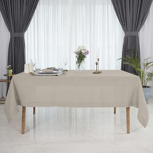 Linen Tablecloth 60 x 90 Inch - 100% Pure 90" x 60" (Rectangular) 02 - Natural
