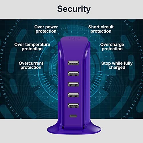 iPhone Charger Fast Charging , Multi Device USB purple charging station