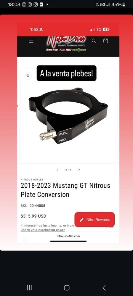 Nitrous Outlet 2018-20 Mustang GT Nitrous Plate Conversion