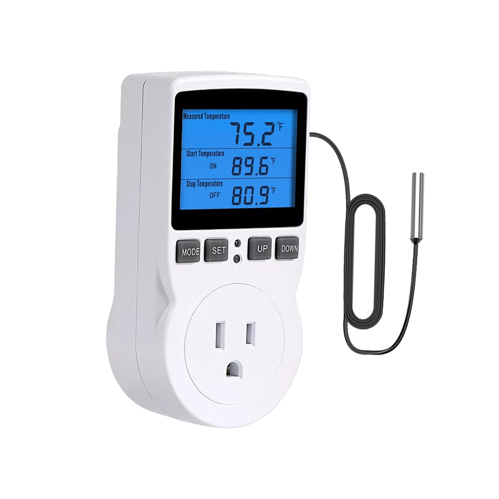 Digital Thermostat Outlet Plug Temperature Controller Heating Cooling w/ ProbejG