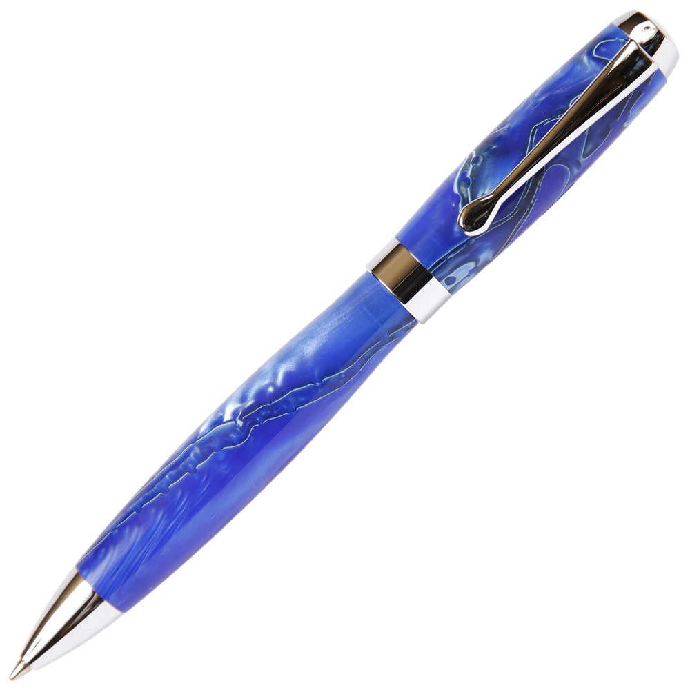 Tuscany Ballpoint Pen - Blue & Pearl Marbleized Gloss Body