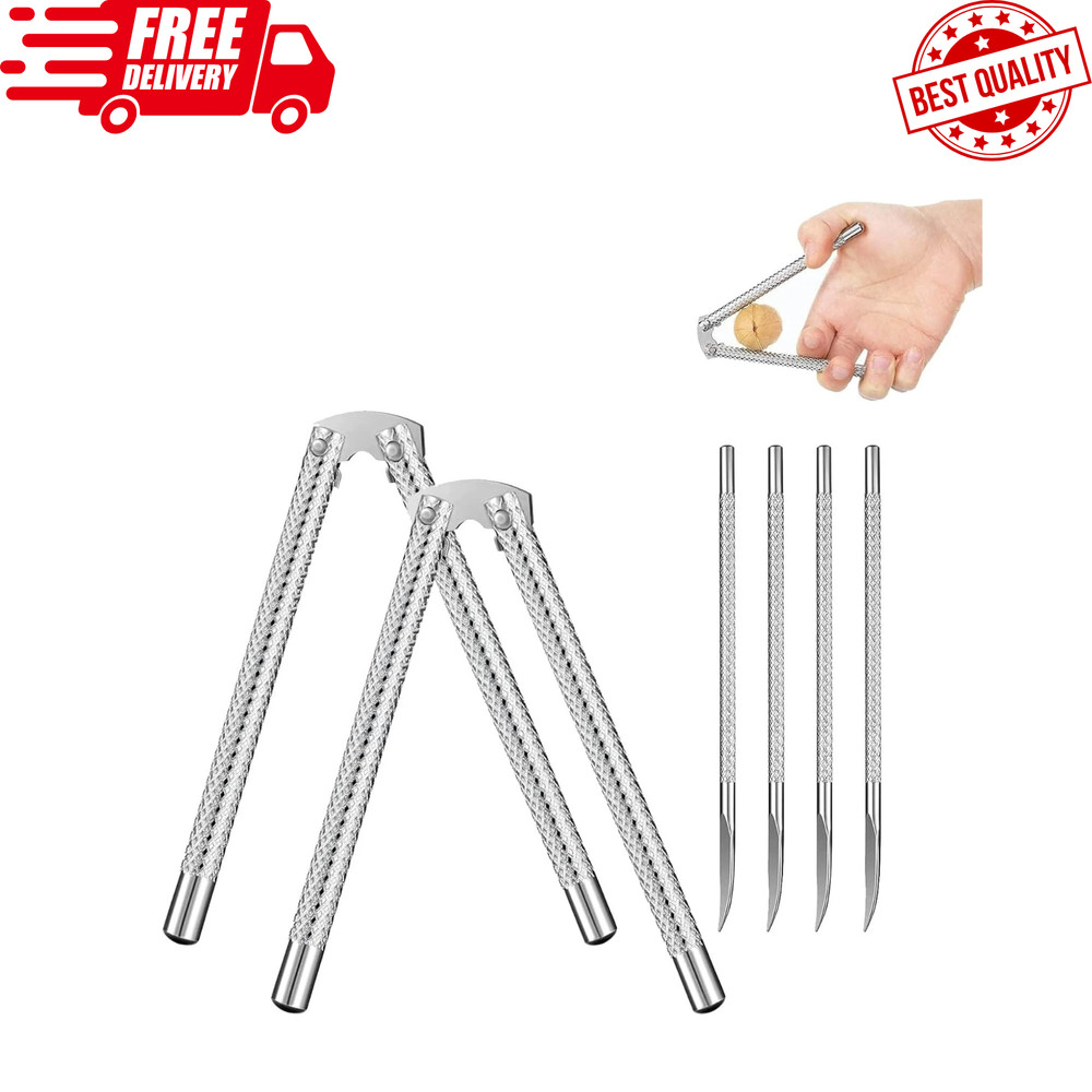 Nut Cracker 2Pcs and 4 Picks,Stainless Steel Nut Cracker Tool Set for Seafood Cr