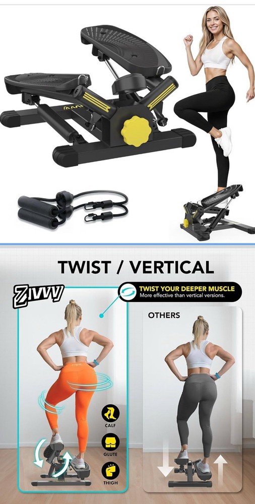 GET THAT BUBBLE BUTT! w/ Twist Stepper Exercise Machine with Resistance Band NIB