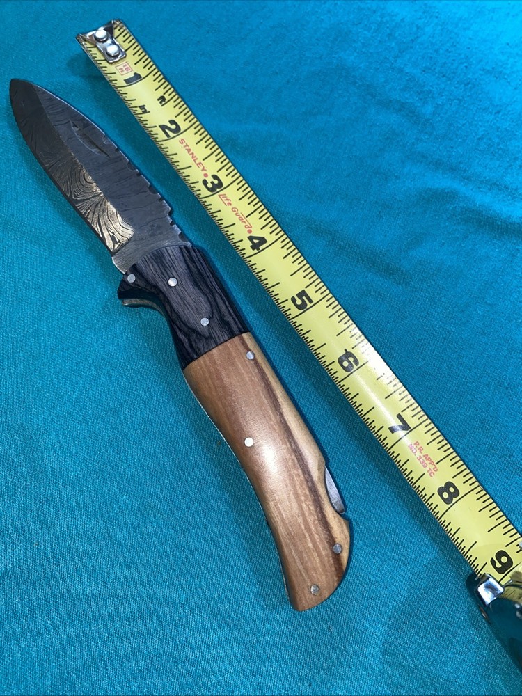Handmade Damascus Lock-Back Folding Knife With Sheath