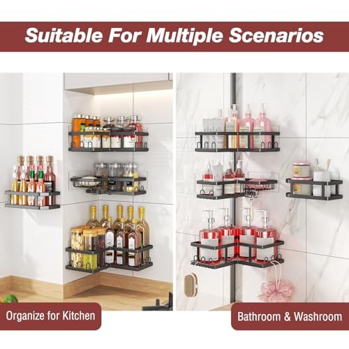 Adhesive Corner Shower Caddy with Soap Holder - Rustproof, No Black-4pc