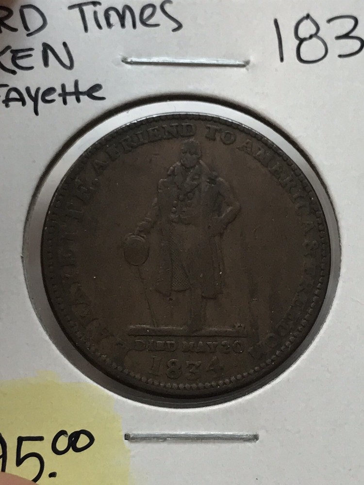 1834 Hard Times Token Lafayette