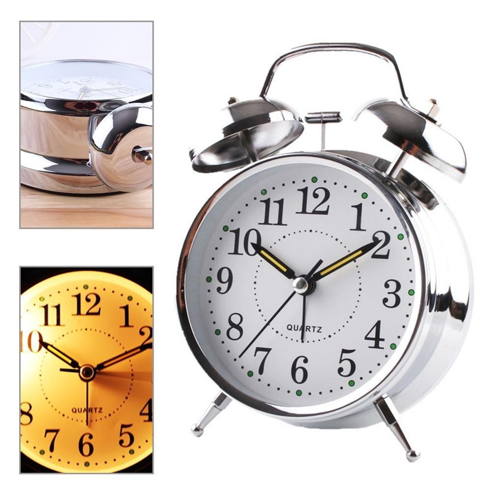 Bedside for TRADITIONAL Classic Double Bell Alarm Clock Chrome