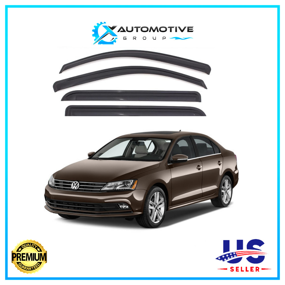 Black Window Vent Visors Rain Guards Deflector For Volkswagen Jetta 2011-2018