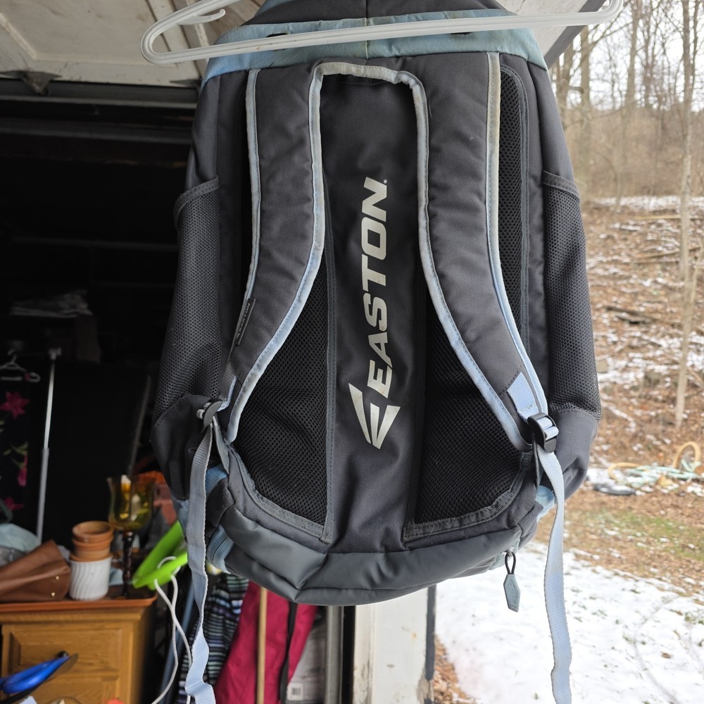 Easton Baseball Backpack Black Light Blue Polyester Zip Shoulder Strap