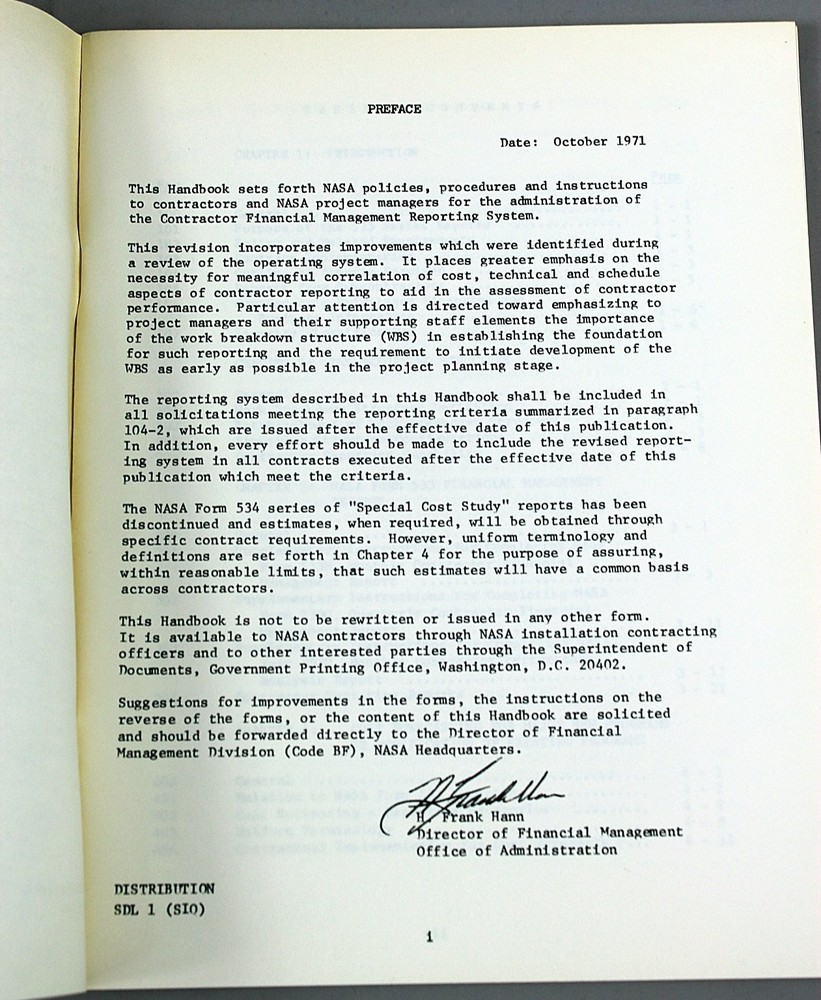 NASA NHB 9501.2A Apollo Technical Manual 1971 Procedures Contractor Reporting