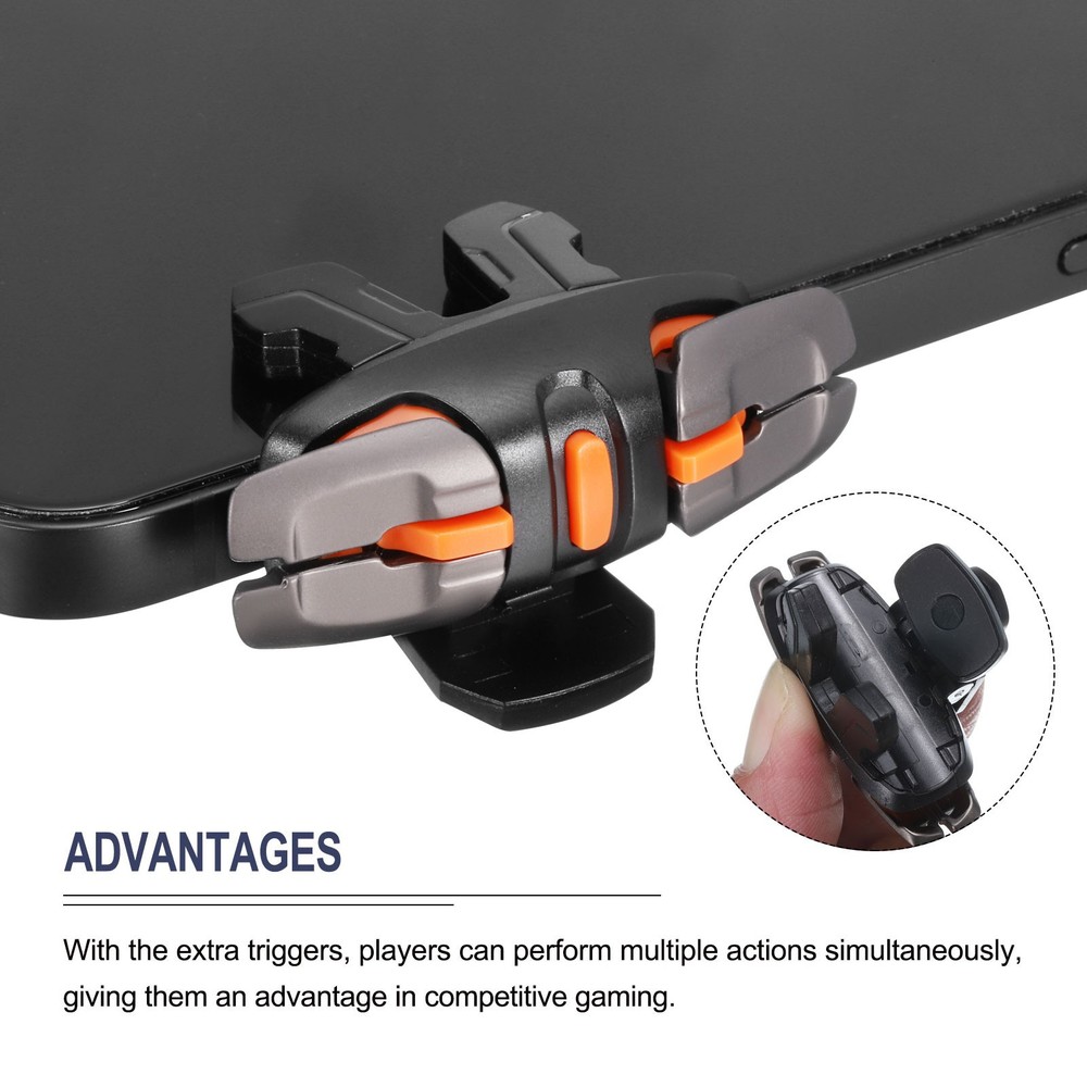 Gaming Trigger Mobile Game Controller Six-Finger Linkage Burst Shooter Black