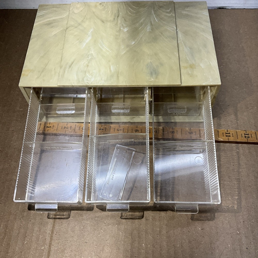 Retro 70s Akro-Mils Avocado Plastic 6 Drawer Bits & Bobs Storage Organizer Chic