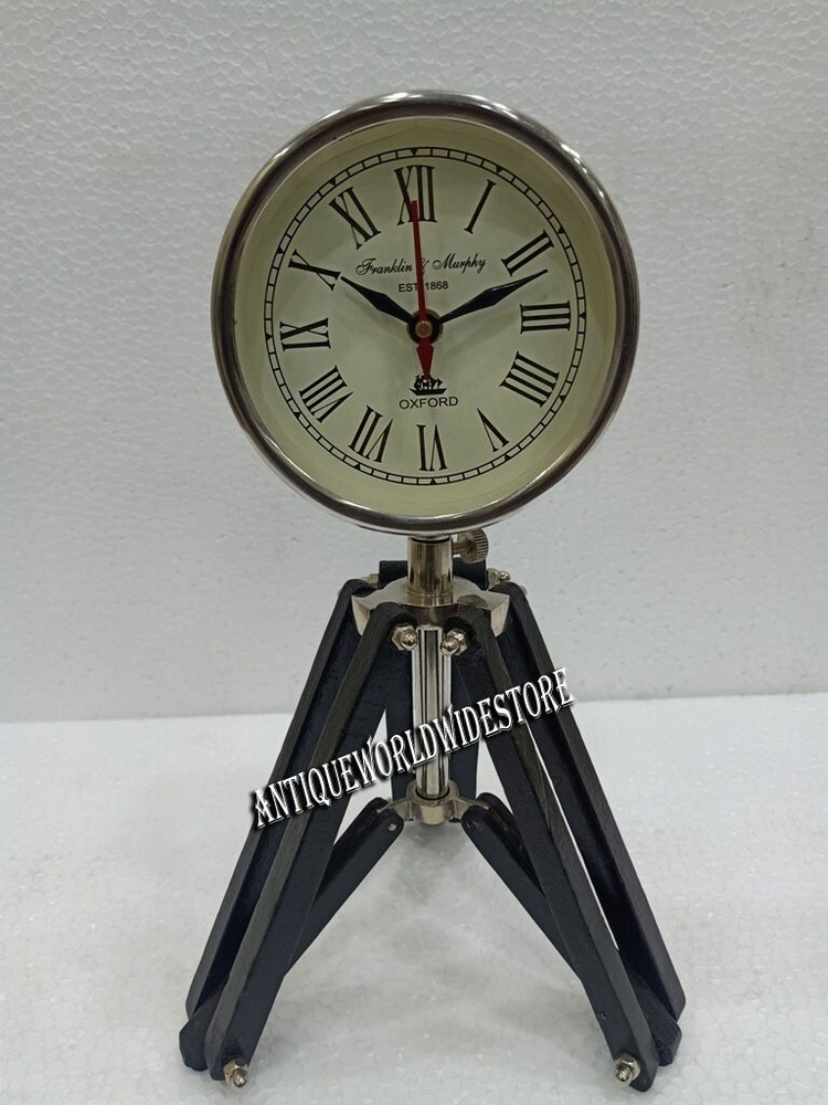 Tripod Table Clock with Adjustable Stand Heavy Quality Floor Standing Roman