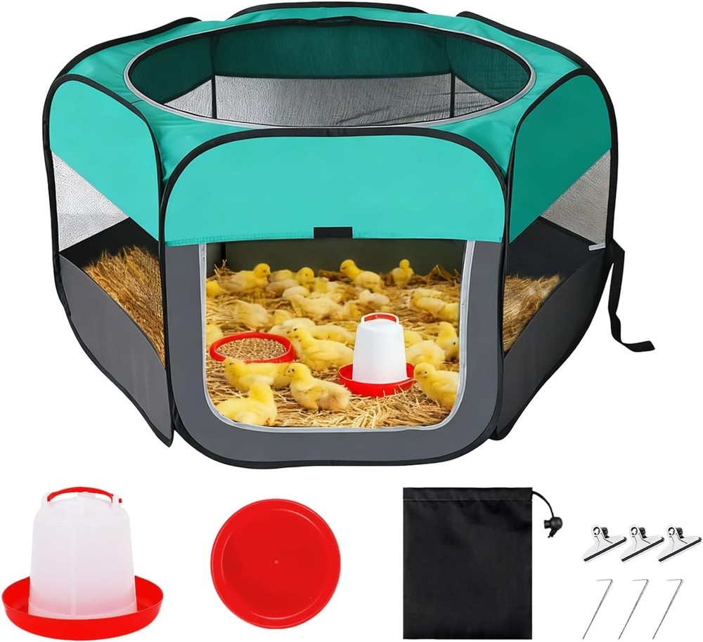 Pop Up Chicken Brooder Starter Kit - Easy to Assemble, Portable & Easy to