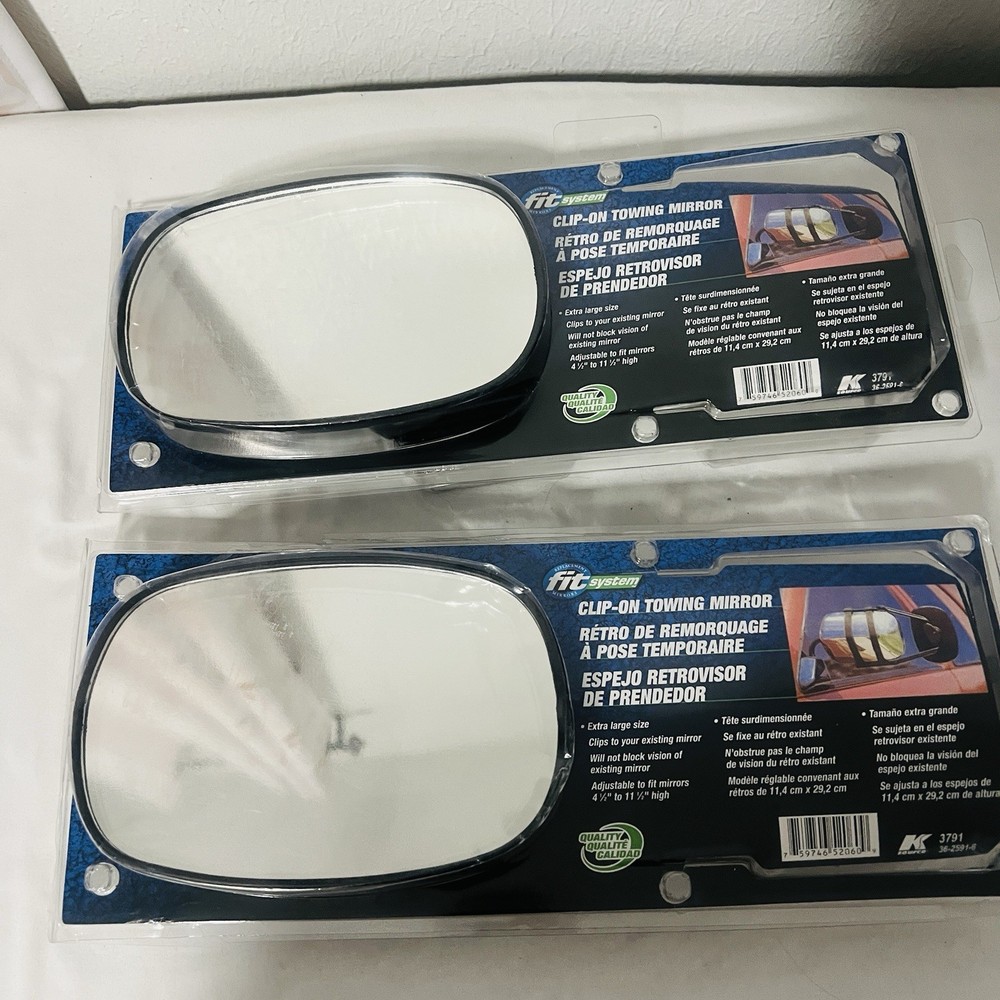 (2) K-Source Fit System 3891 Clip-On Universal Towing Mirror XL Adjustable New