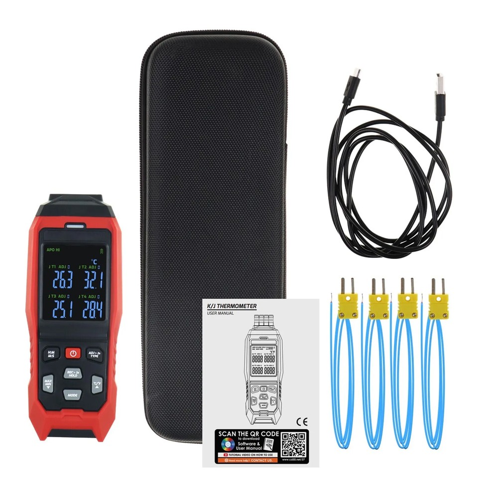 Real-Time Data Logging K/J Datalogger Thermocouple Thermometer ADJ Compensation