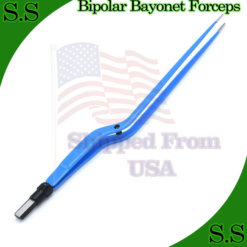 Bipolar Bayonet Forceps 10" Electrosurgical Instruments, EL-005