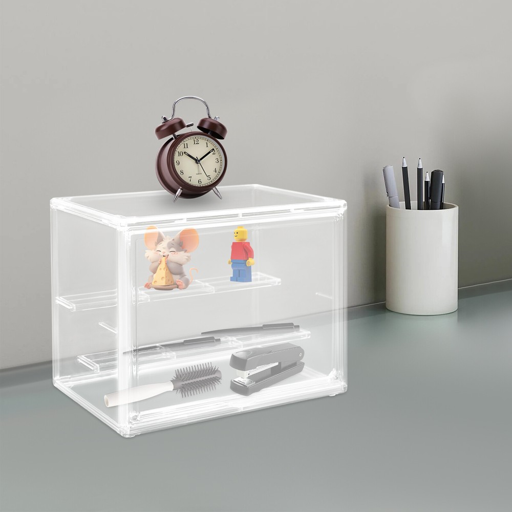 Step-layering Clear Display Case PET Tabletop Storage Box Figurines Display Box