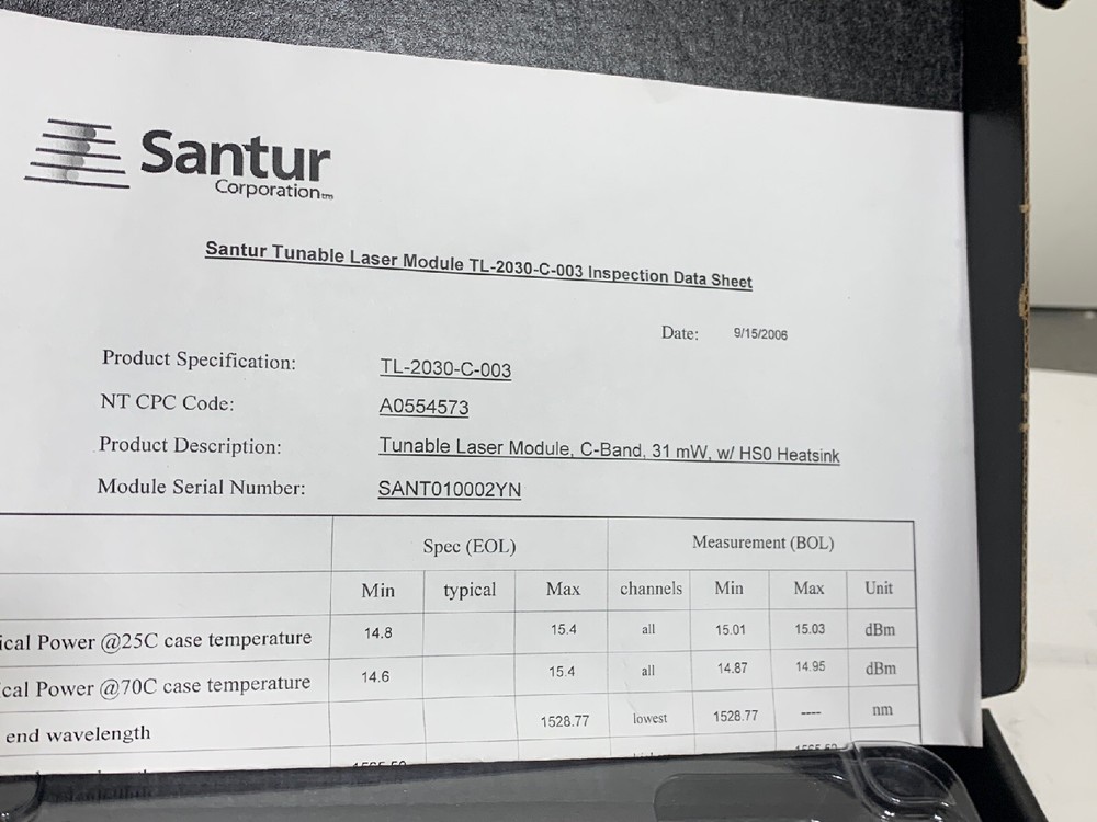 Santur Turnable Laser Module Full-CBandDFB Array TL-2030-C-003