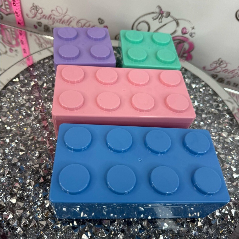 Stackable storage Toy Building Blocks - Teal, Purple, Pink, Blue