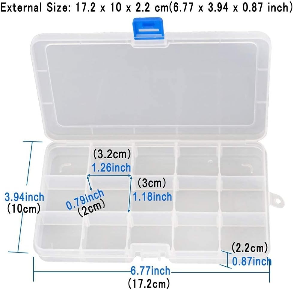 15-Compartment Bead Organizer Box - 12 Pack Adjustable Storage for Crafts & J...