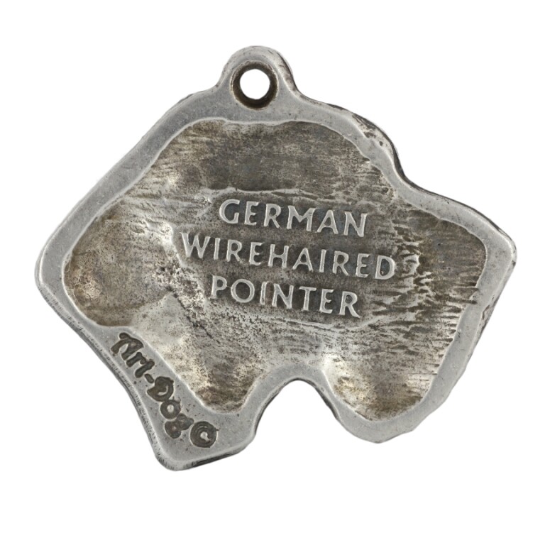 German Wirehaired Pointer - Silver-plated key ring with a dog in a gift box, han
