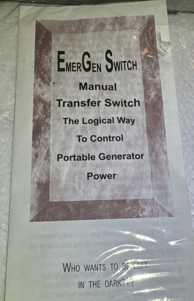 EmerGen Switch Manual Transfer Switch NOS #6-7500
