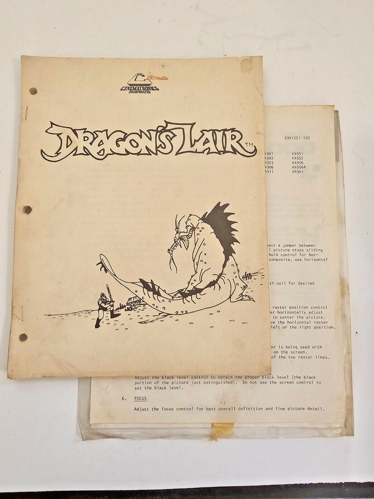 CINEMATRONICS DRAGON'S LAIR VIDEO GAME OPERATION & MAINTENANCE MANUAL