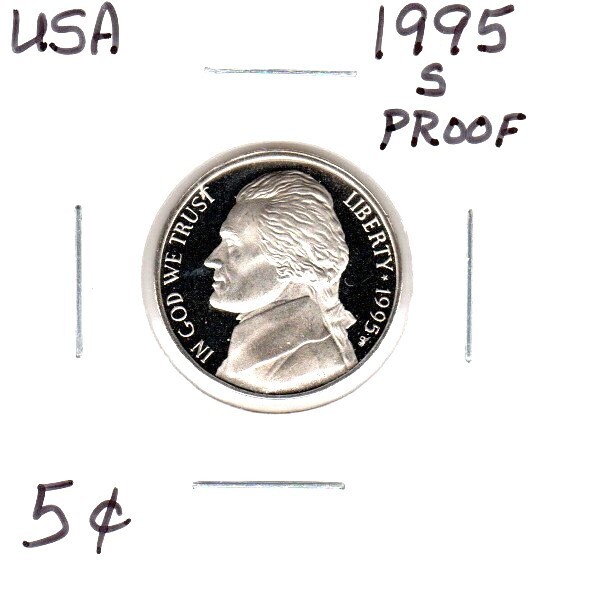 1995 S Jefferson Nickel Deep Cameo Gem Proof