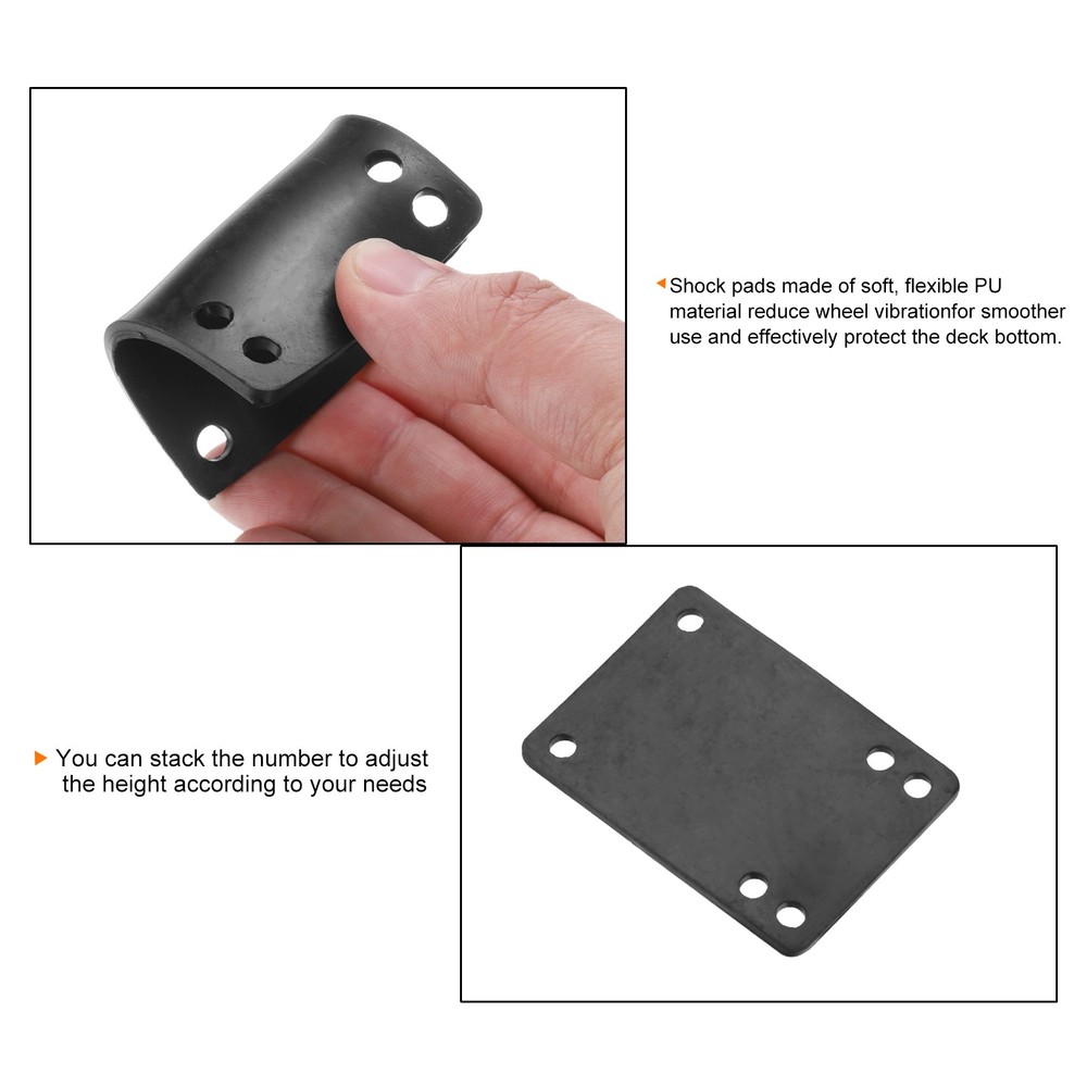 2 Set 3mm Skateboard Riser Pads Screws Set with 8pcs Screws Nuts Hardware, Black
