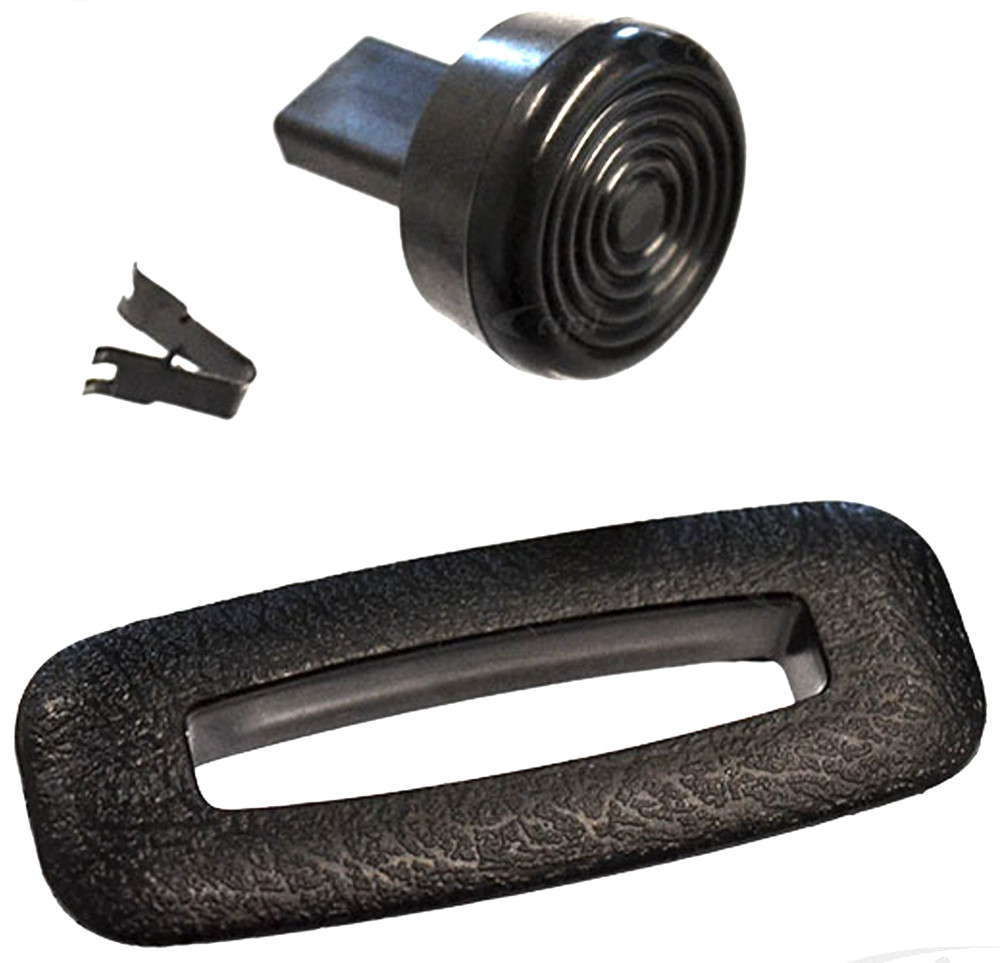 FRONT SEAT BACKREST RELEASE KNOB GUIDE & CLIP 3 PC KIT VOLKSWAGEN T1 BUG BEETLE