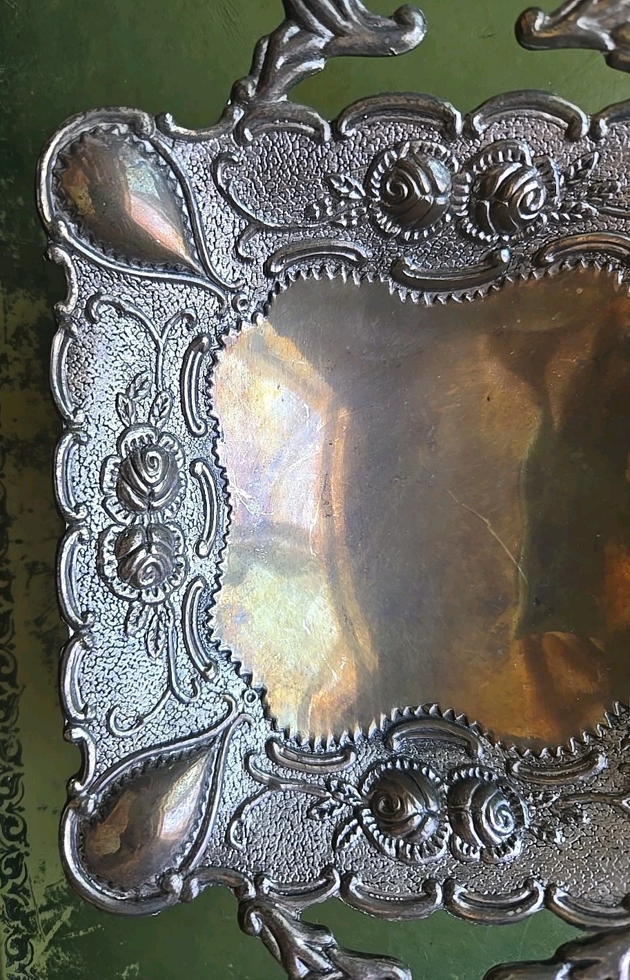 Studio Silversmiths 5 1/2" Square Dish Silver-plated Patina Footed With Handles