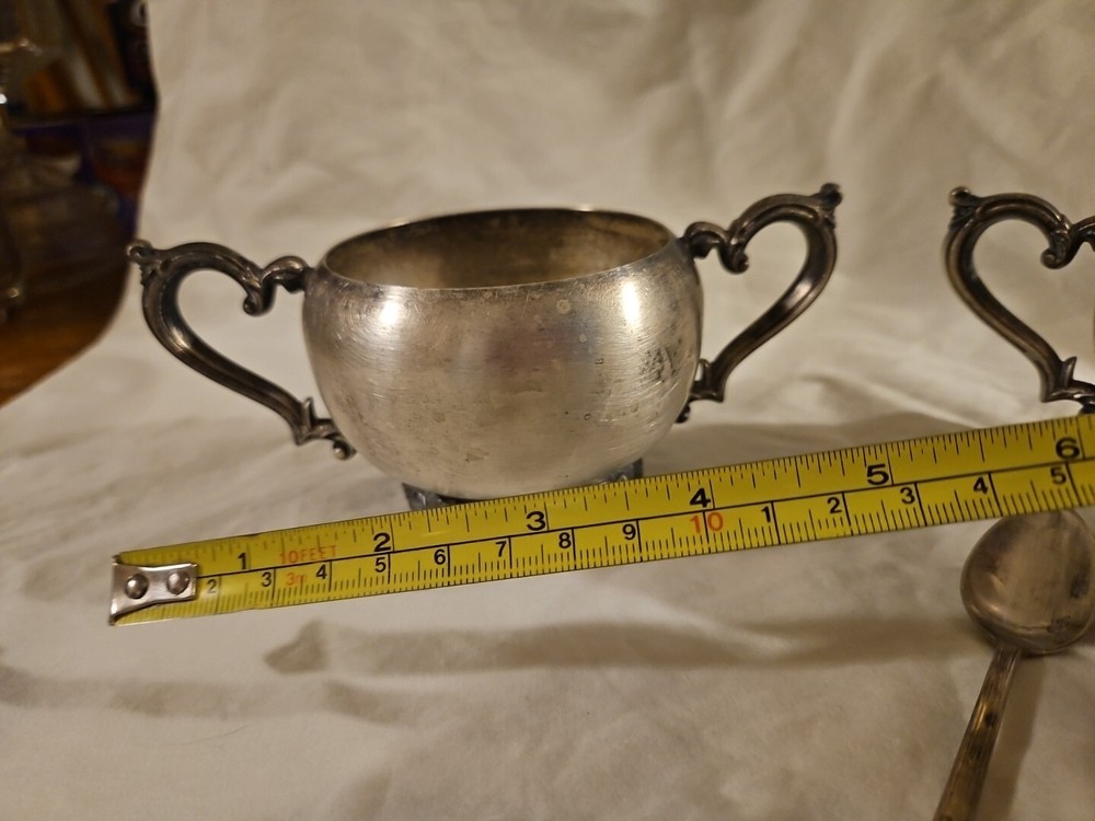 Silver Sugar & Creamer Pot W/ Spoon