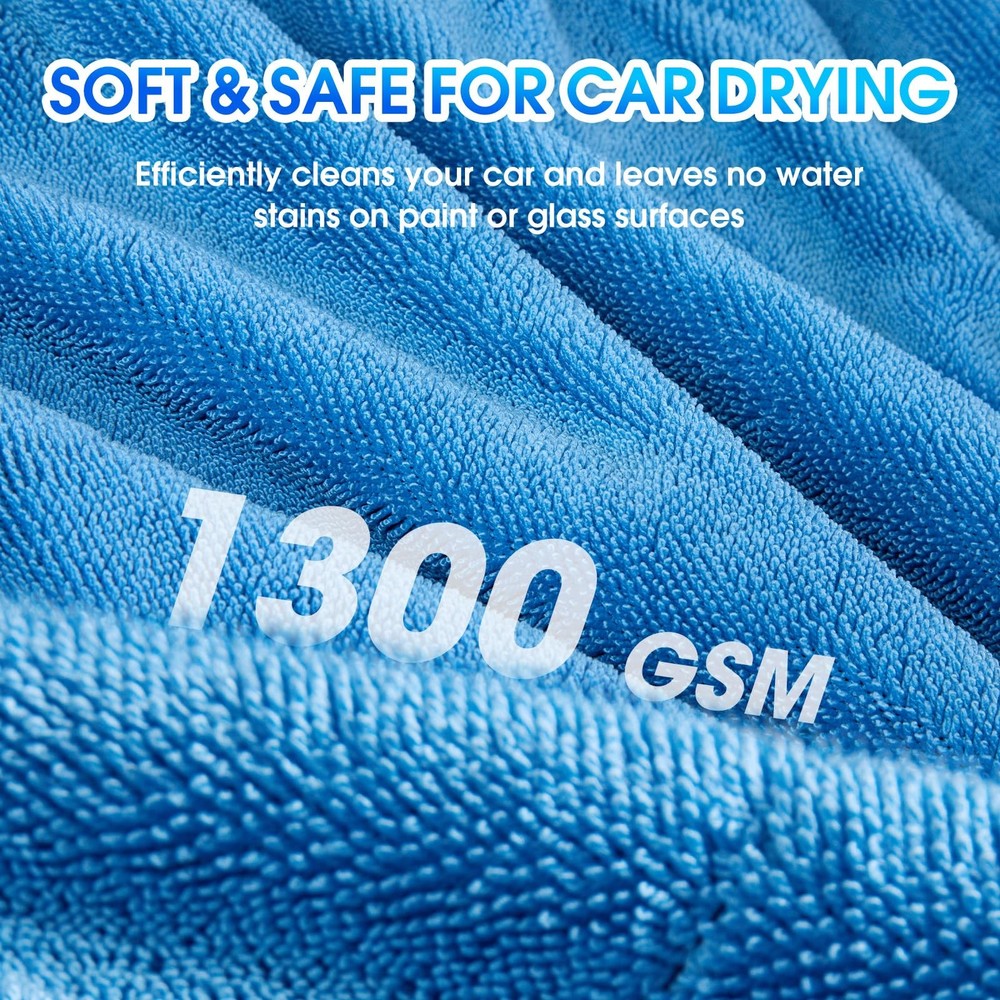 BMLEI Car Drying Towel,48"x24" Extra Large Twisted-Loop 48"x24", Blue-gray