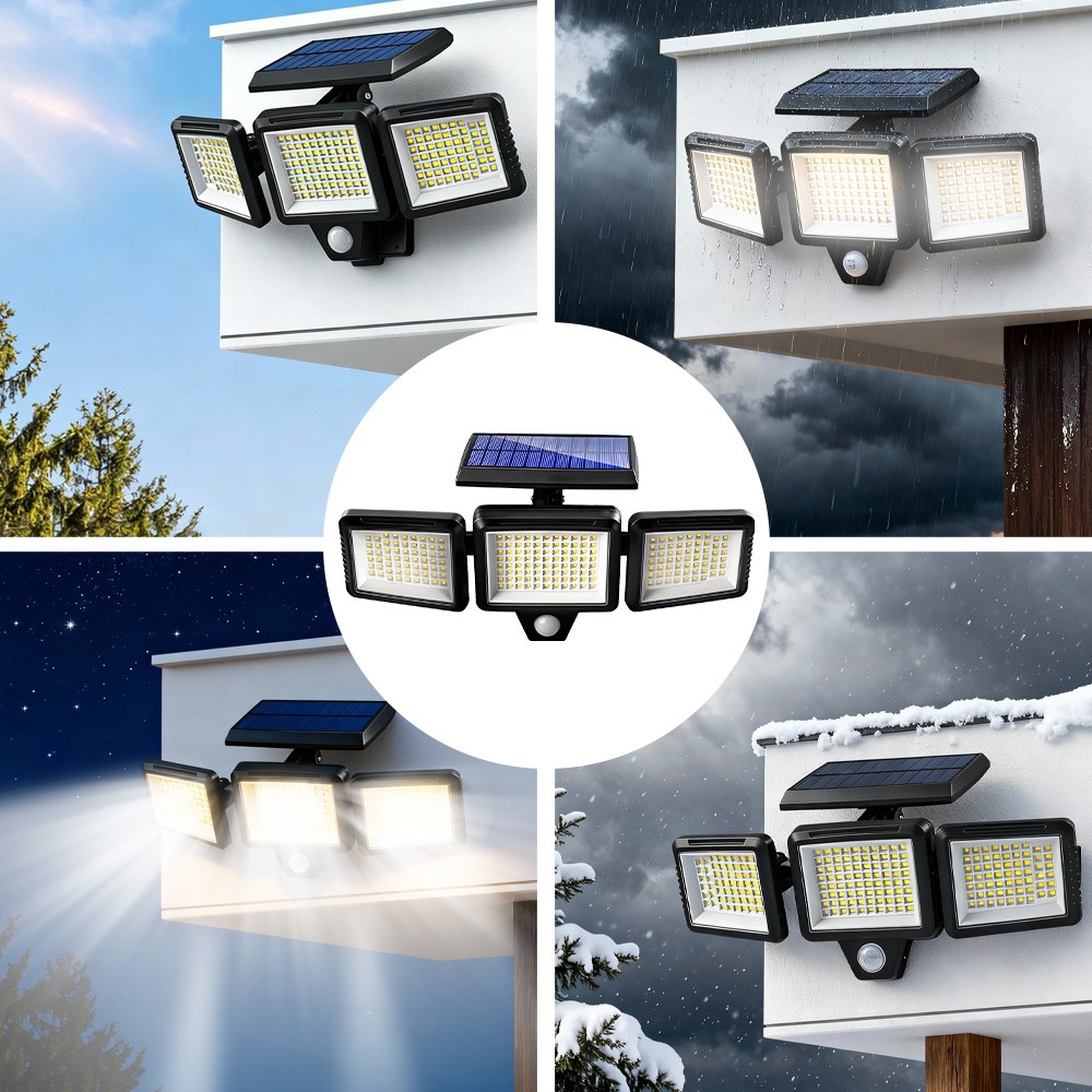 2Pack 210LED Solar Lights Outdoor Waterproof Motion Sensor Security Lamp 3 Head