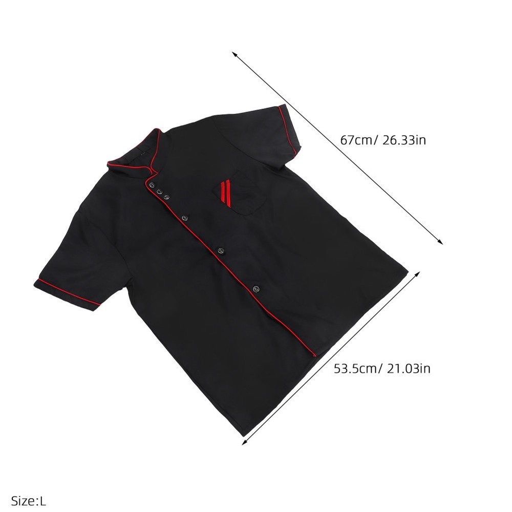 Chef Jackets for Men Short Sleeve Coat Black Restaurant Undershirt