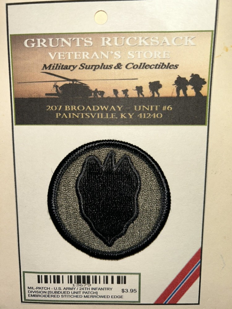 U.S. ARMY / 24TH INFANTRY DIVISION - SUBDUED UNIT PATCH (Sew-On) MERROWED EDGE