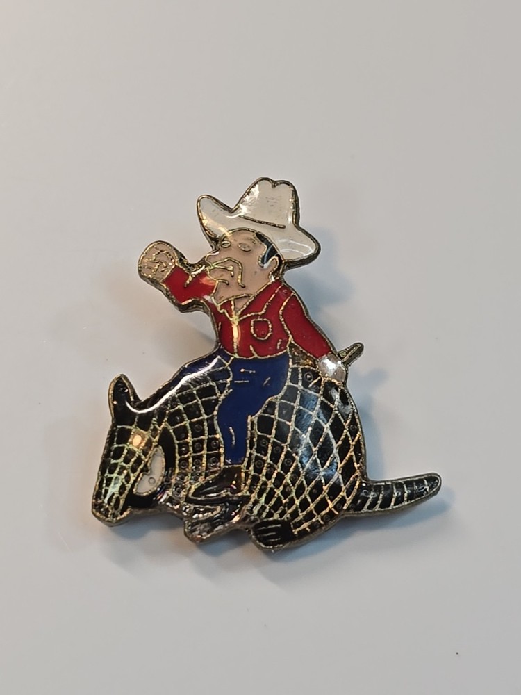 Cowboy Riding An Armadillo Lapel Pin