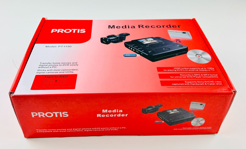 Protis PT1190 Standalone Media Recorder Video to DVD Transfer System with Screen