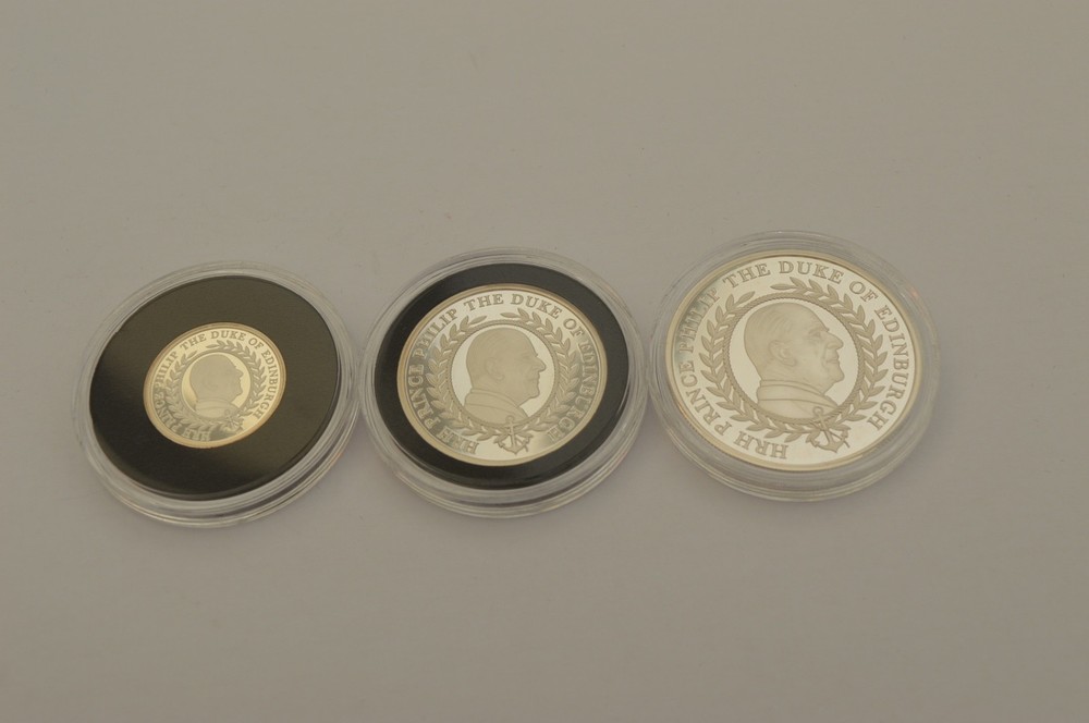 HRH Prince Philip Solid Silver Proof Commemorative Collection £5 + £2 + £1 Coins