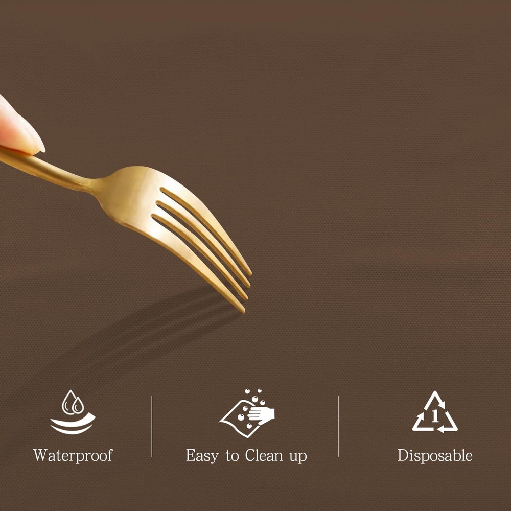 3 Pack Brown Plastic Tablecloth Disposable Rectangular Table Cloth 54 x 108 I...