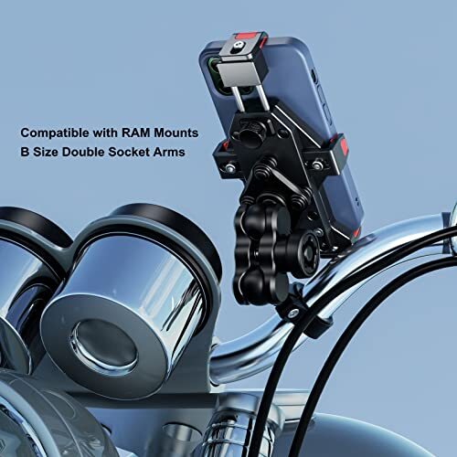 Handlebar Mount With 1'' Tpu Ball Compatible With Ram Mounts B Size Double Socke